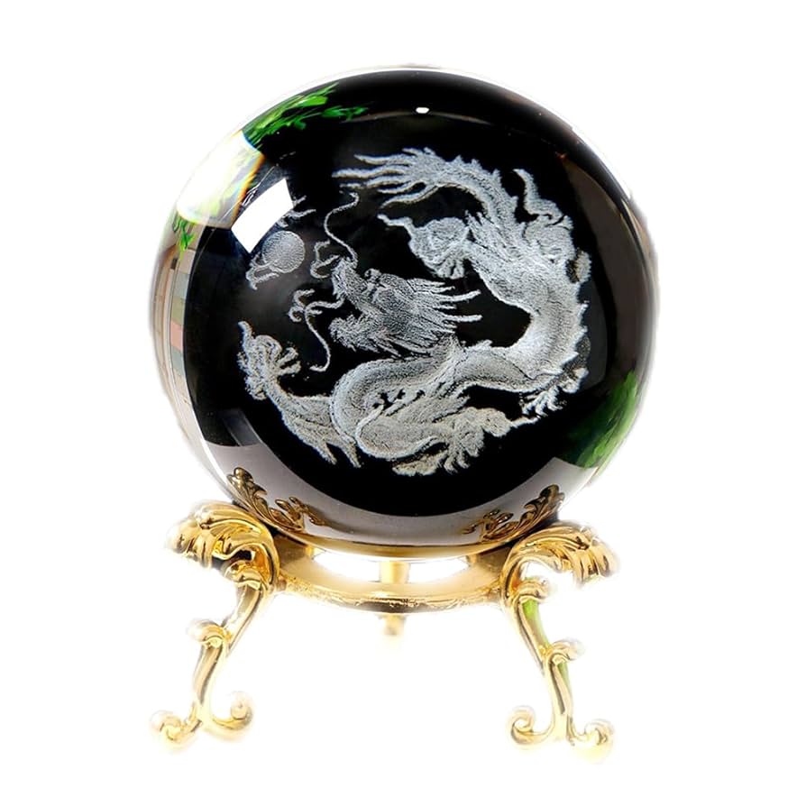 龍　水晶玉　置物 Amazon.co.jp: 龍 水晶玉 置物 五本爪 台座付き 昇龍レーザー